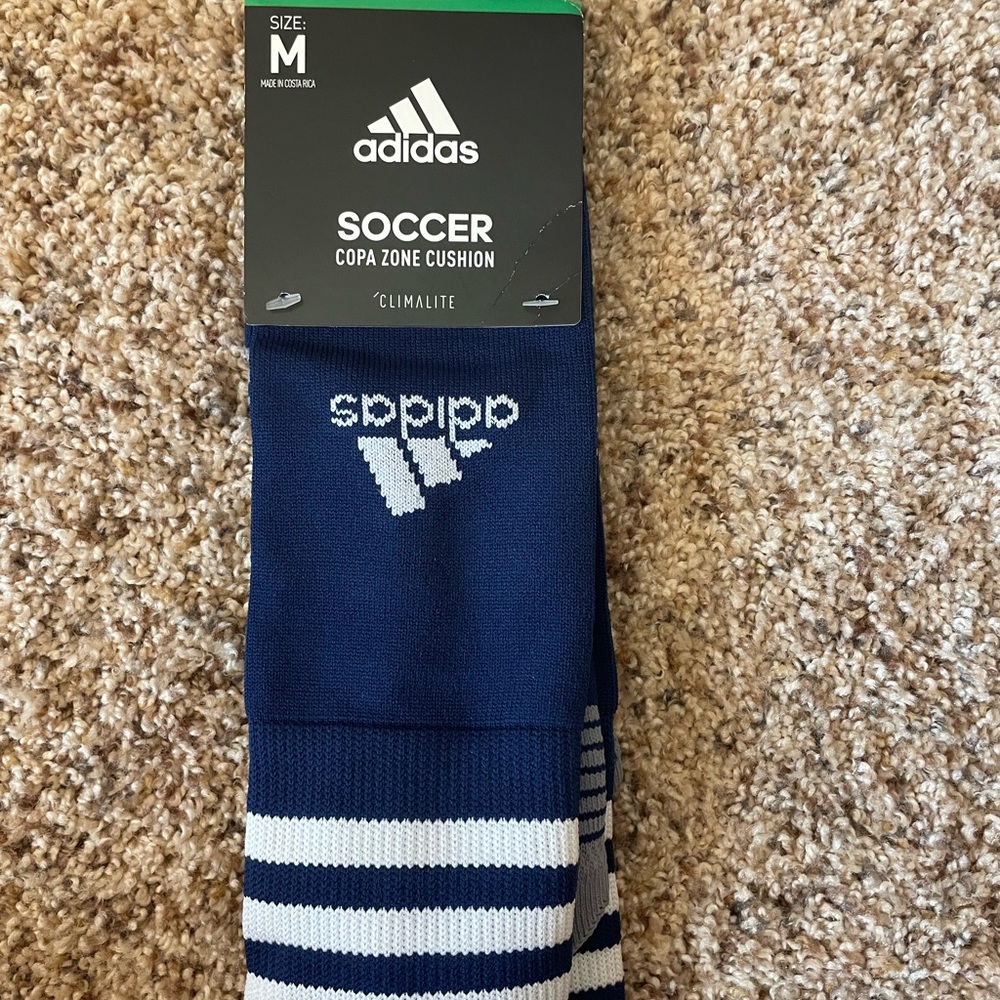 Adidas Blue and White Athletic Soccer Socks